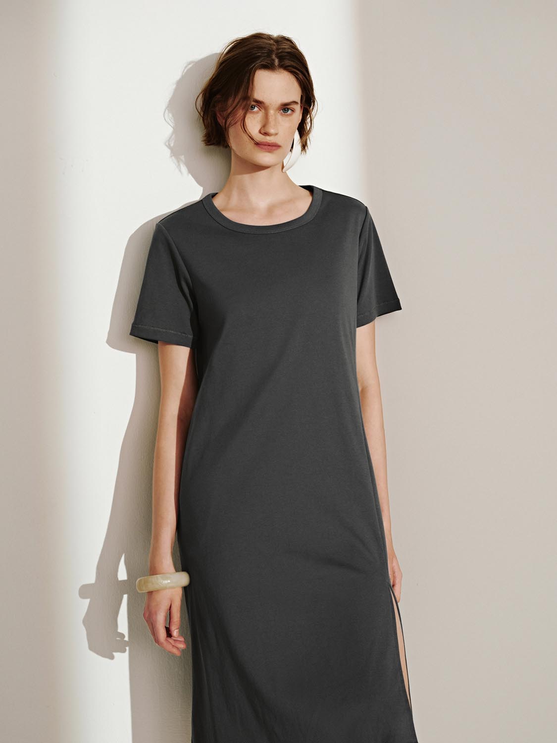 Short Sleeve Split Hem Dresses