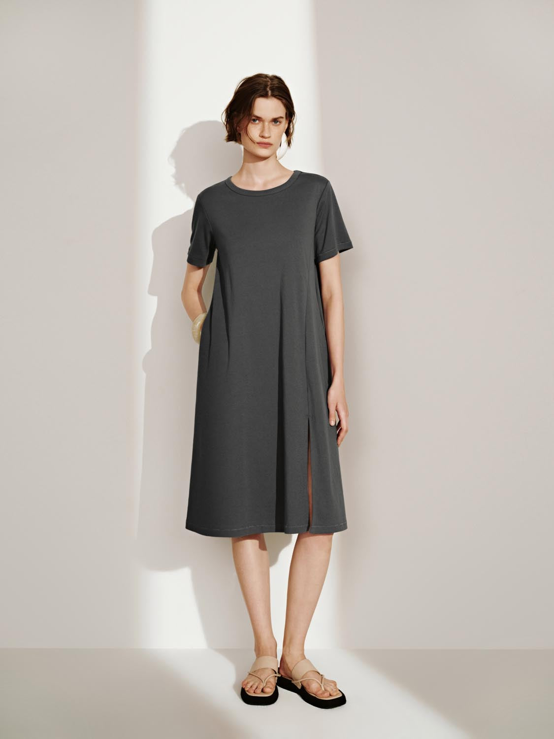 Short Sleeve Split Hem Dresses