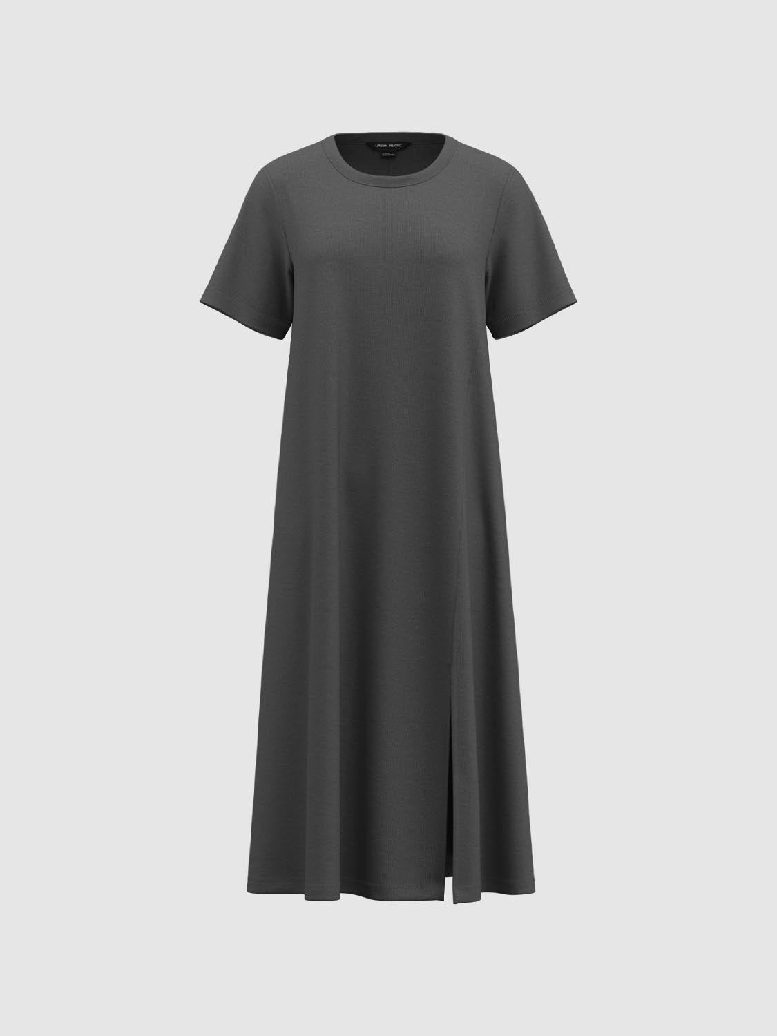 Short Sleeve Split Hem Dresses