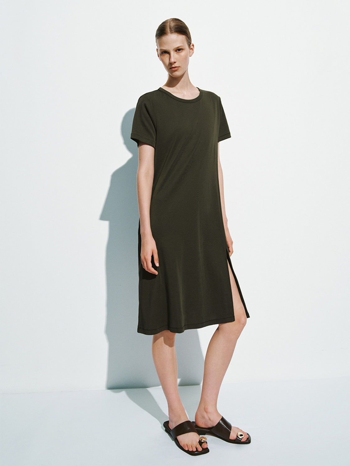 Short Sleeve Split Hem Dresses