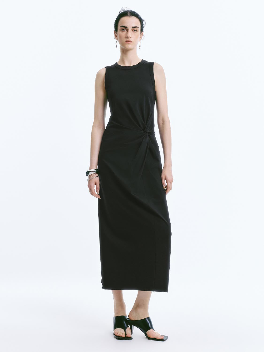 Twisted Front Sleeveless Maxi Dresses