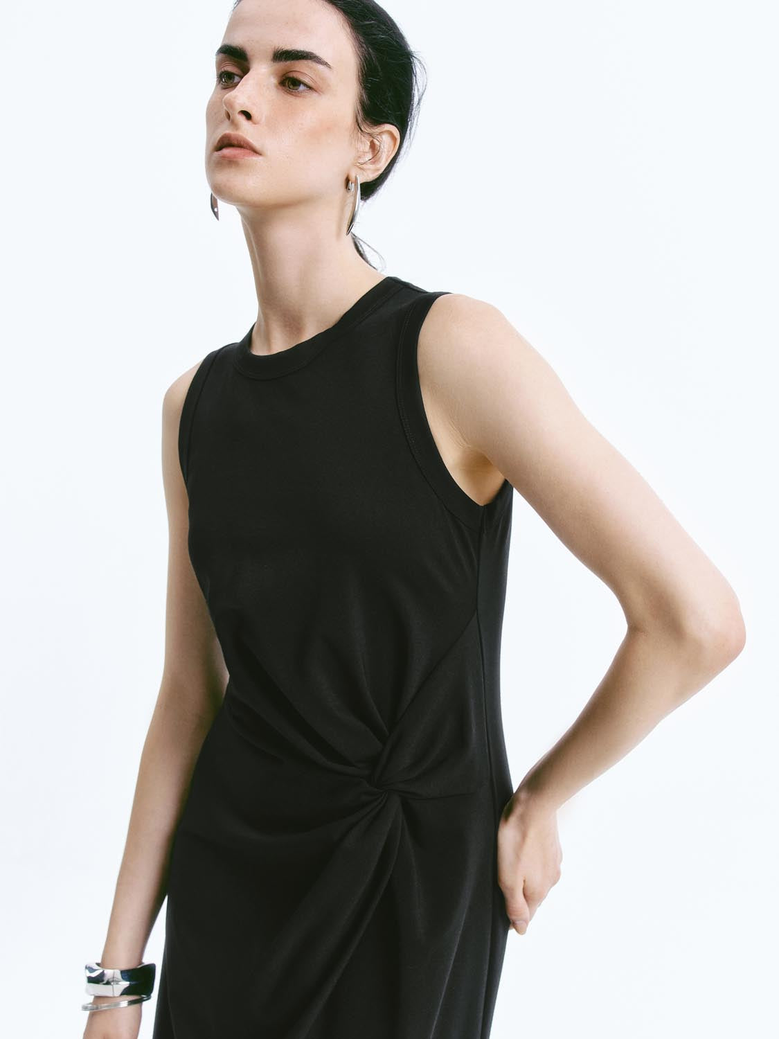 Twisted Front Sleeveless Maxi Dresses