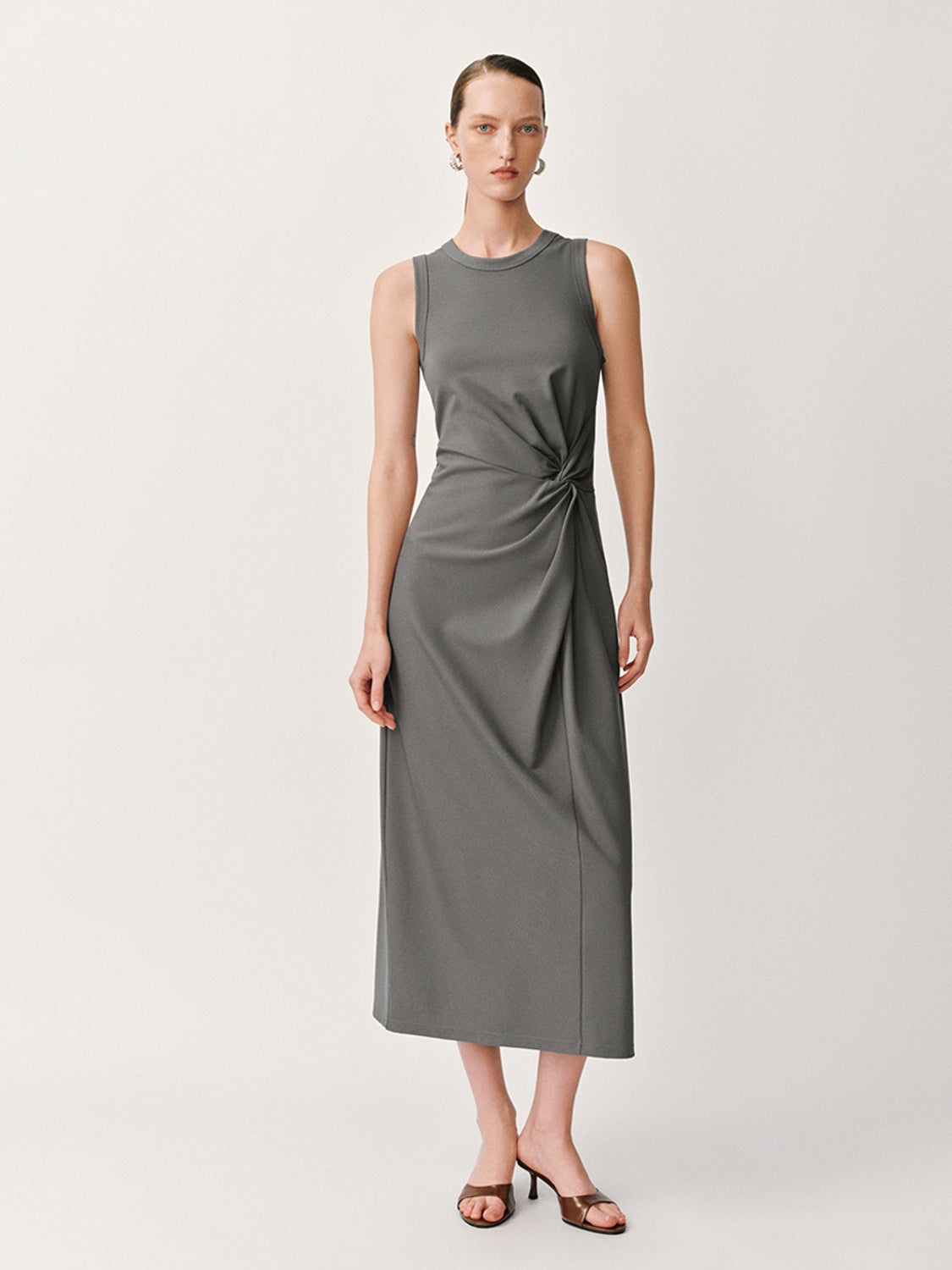 Twisted Front Sleeveless Maxi Dresses