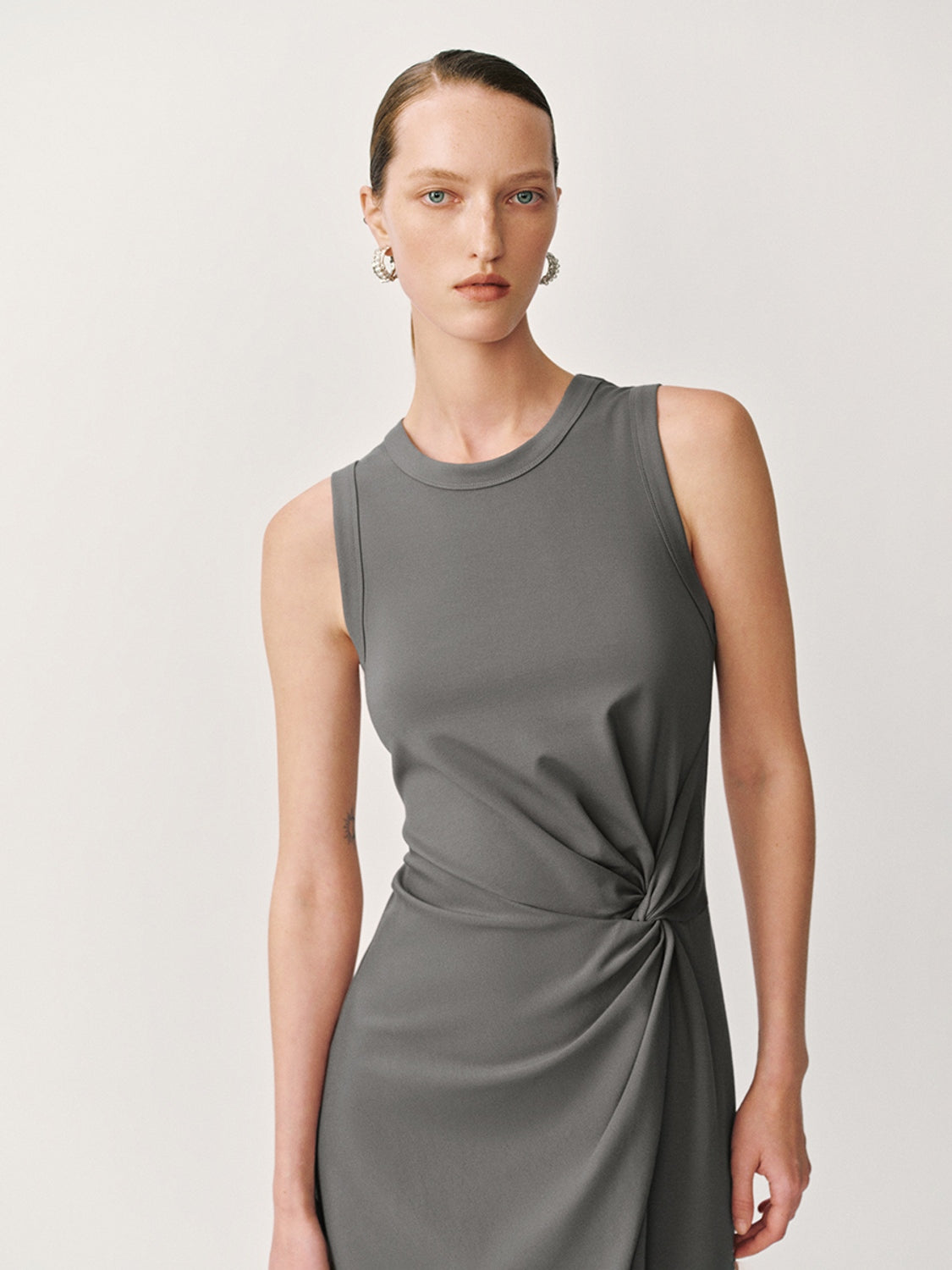 Twisted Front Sleeveless Maxi Dresses
