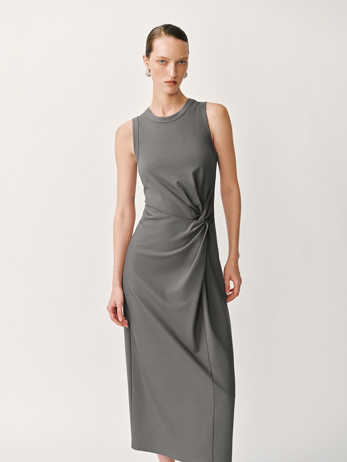 Twisted Front Sleeveless Maxi Dresses
