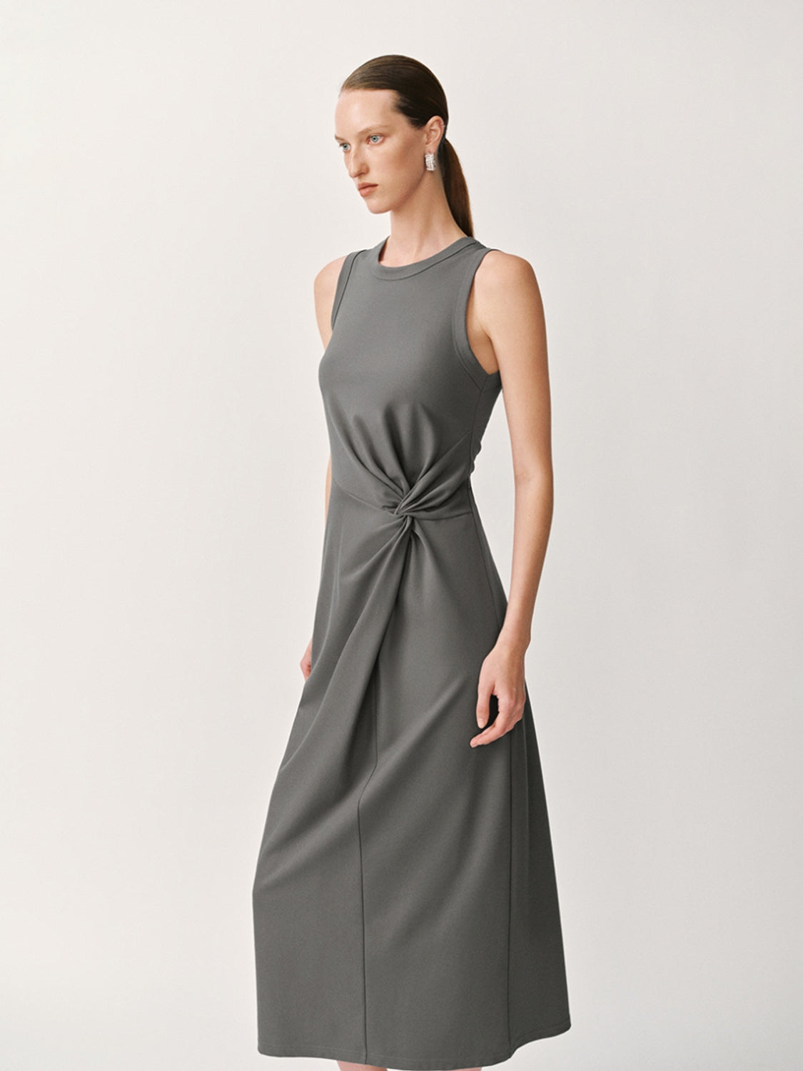 Twisted Front Sleeveless Maxi Dresses