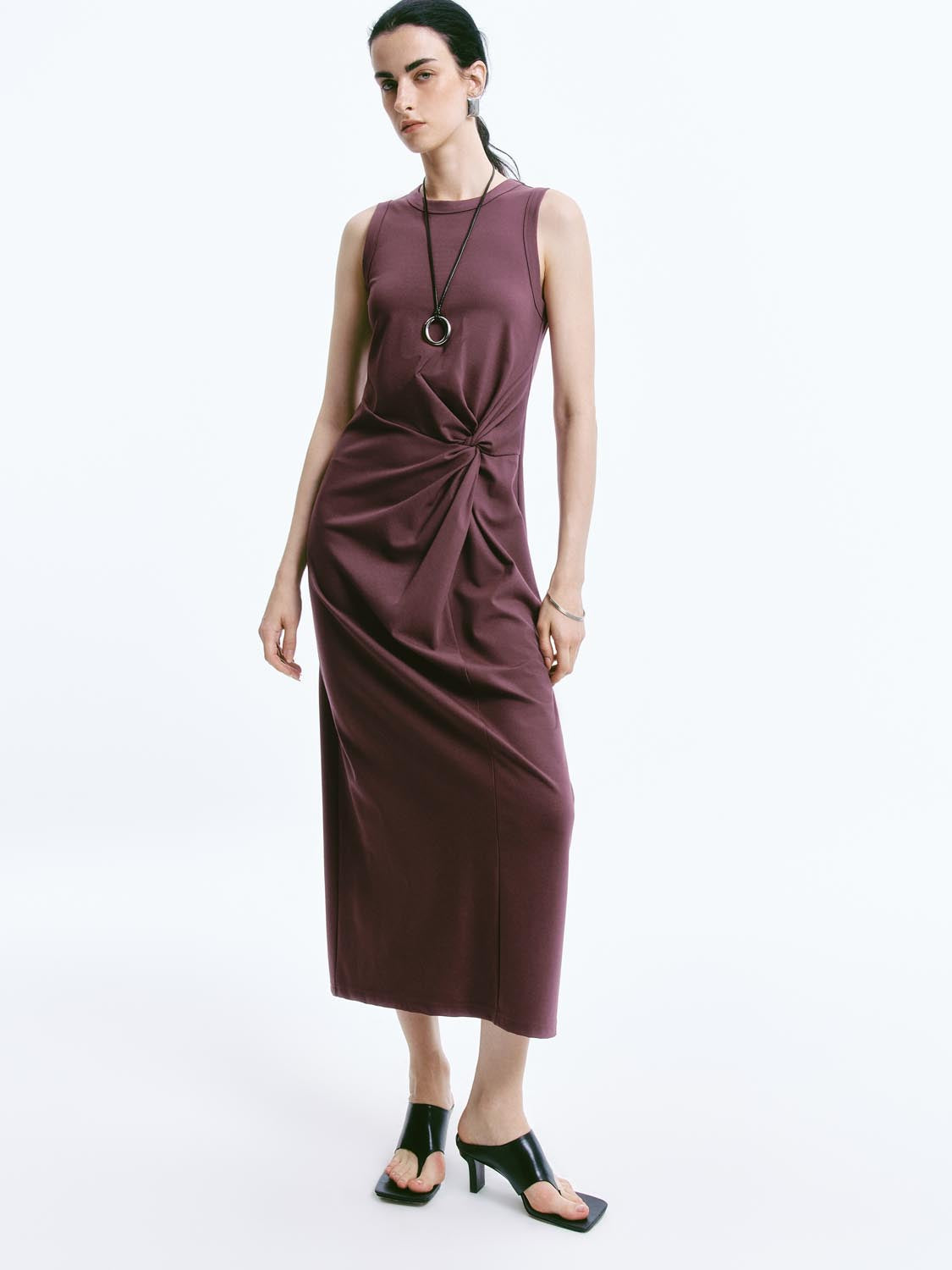 Twisted Front Sleeveless Maxi Dresses