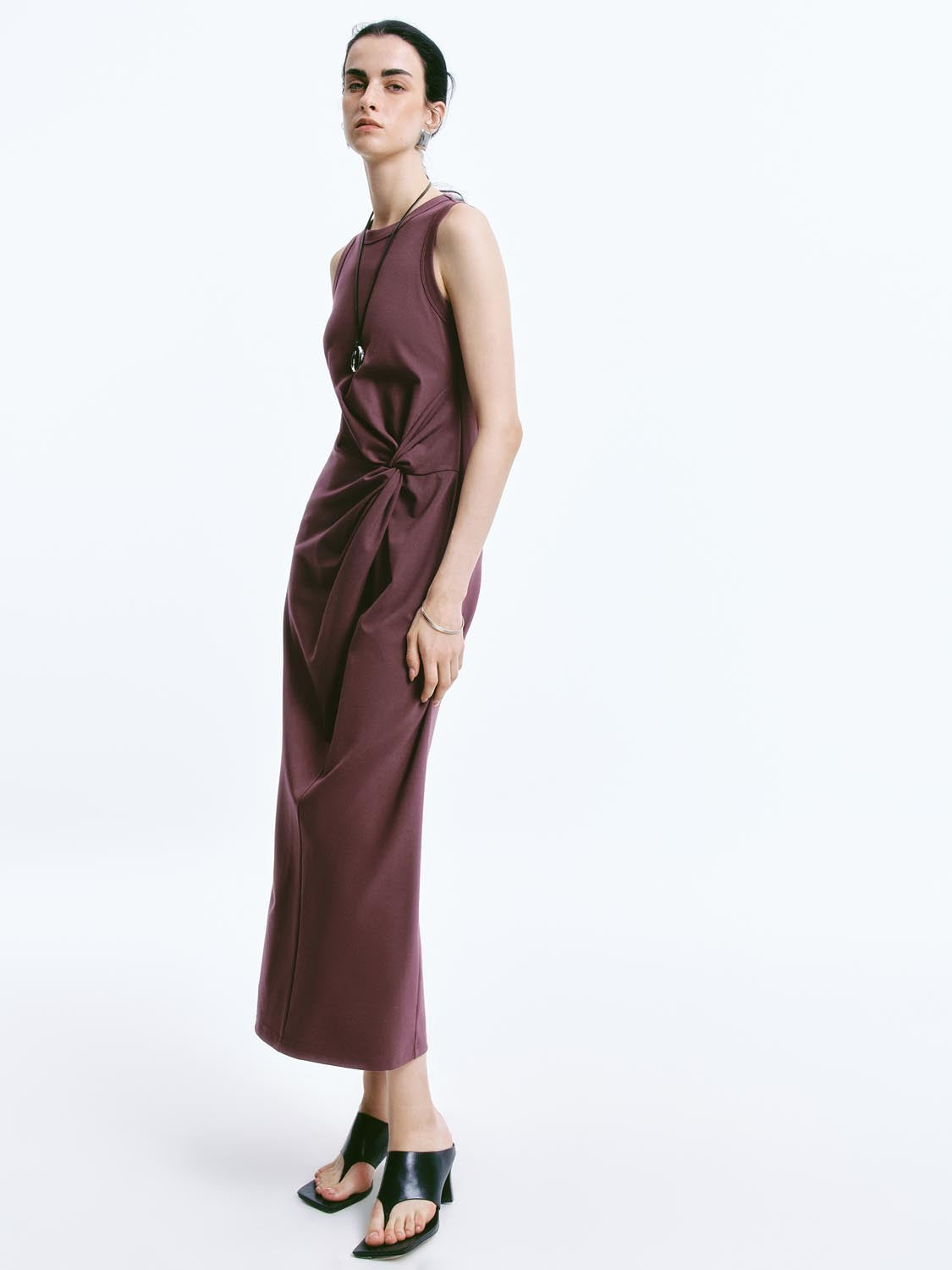 Twisted Front Sleeveless Maxi Dresses