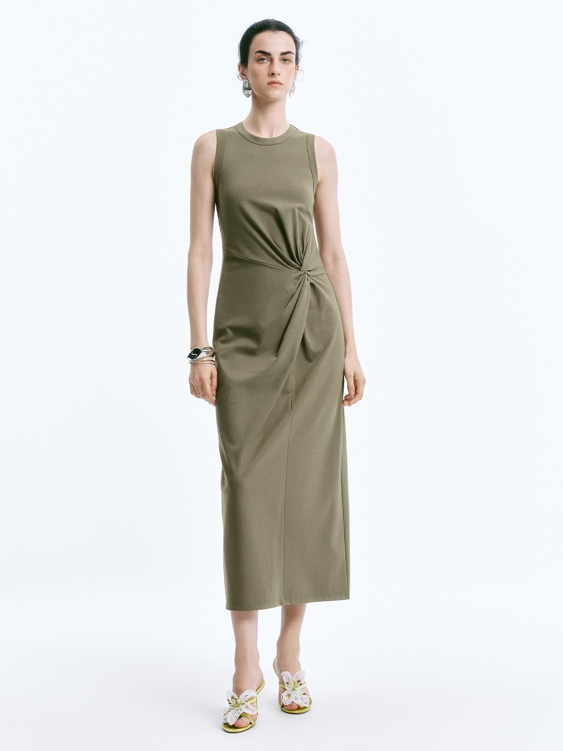 Twisted Front Sleeveless Maxi Dresses