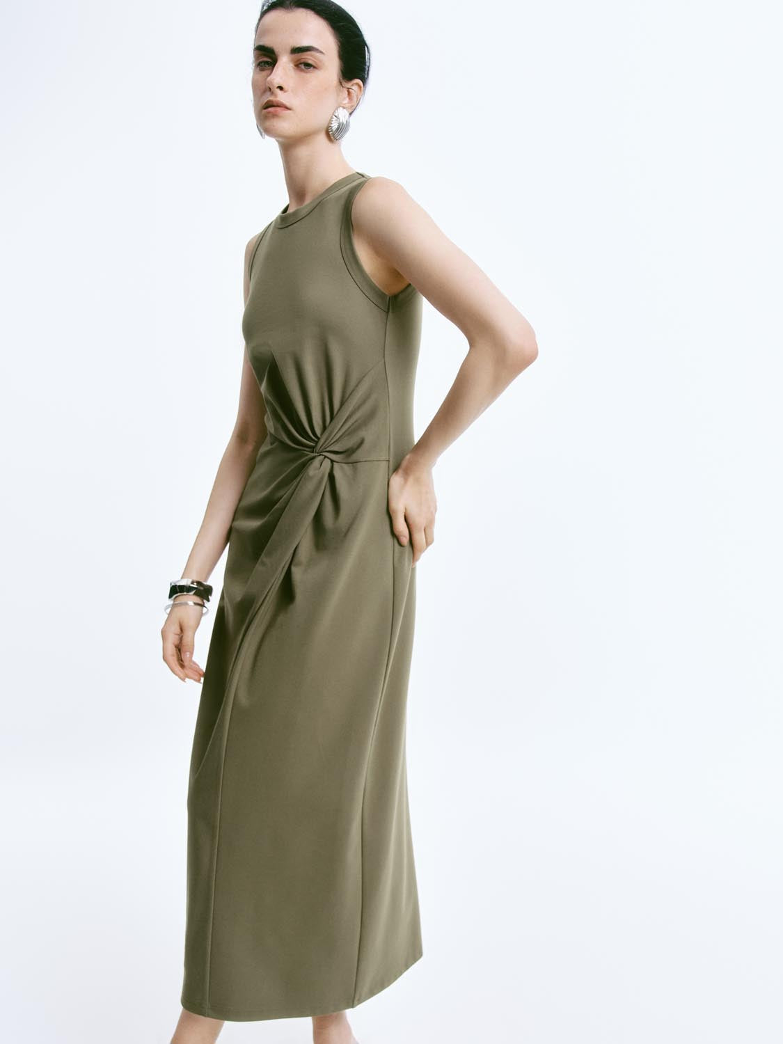 Twisted Front Sleeveless Maxi Dresses
