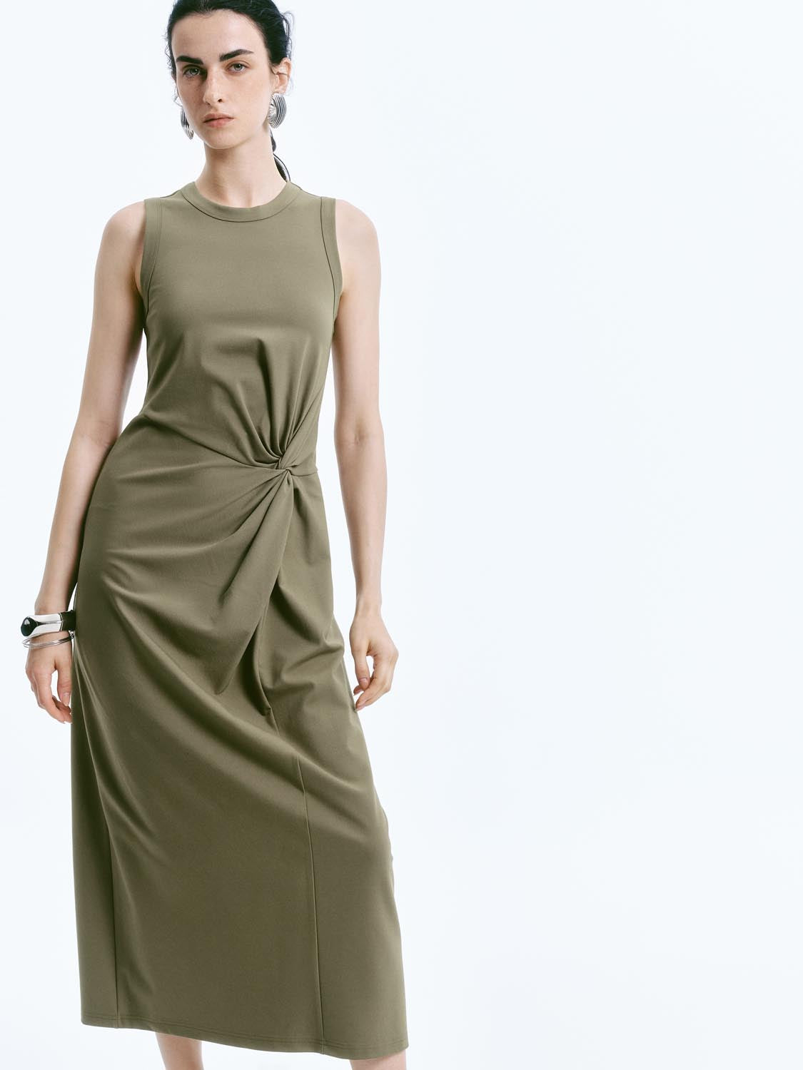 Twisted Front Sleeveless Maxi Dresses