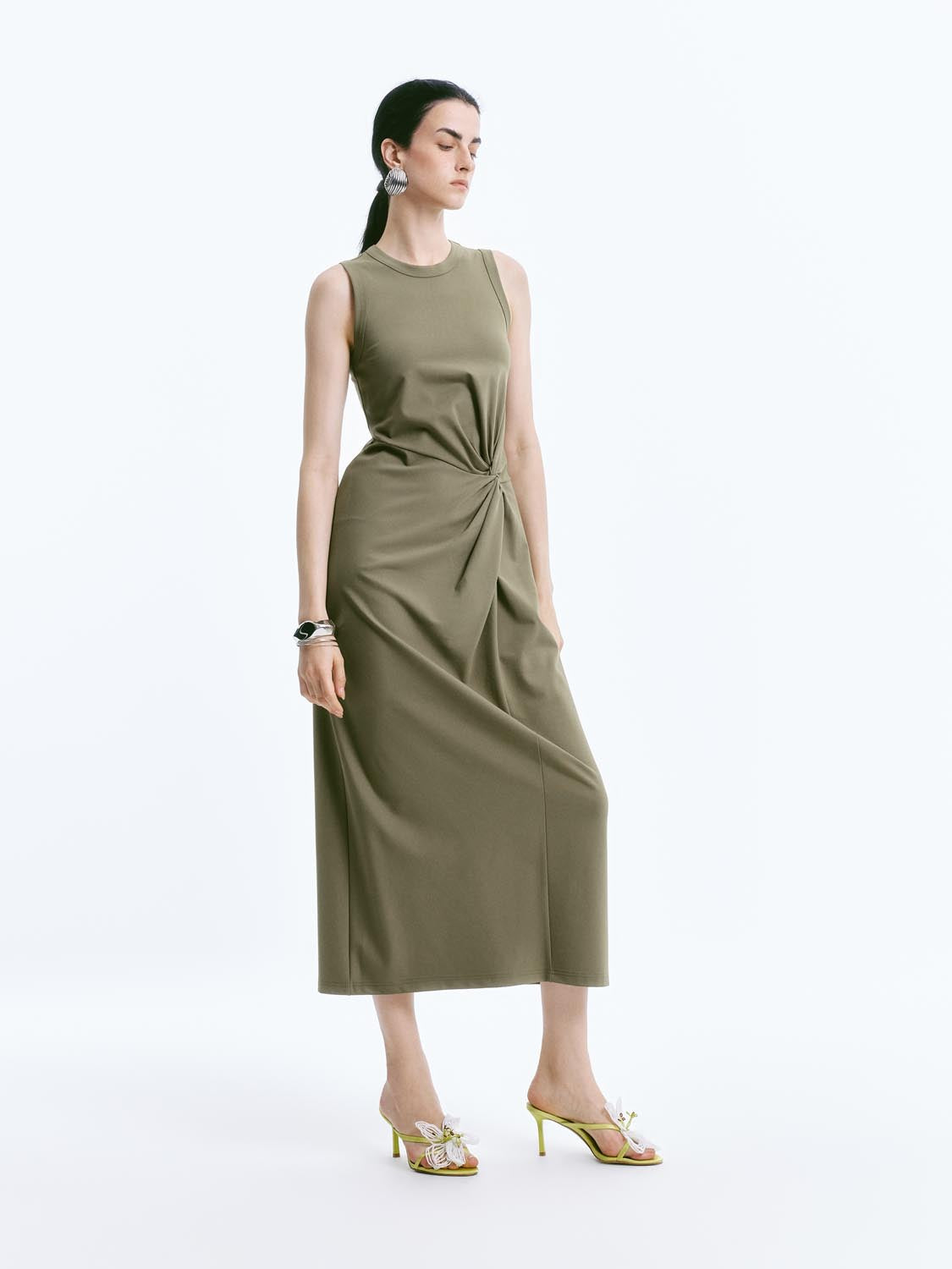 Twisted Front Sleeveless Maxi Dresses