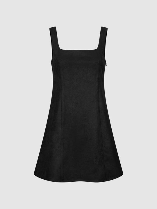 Square Neck Sleeveless A-Line Midi Dresses