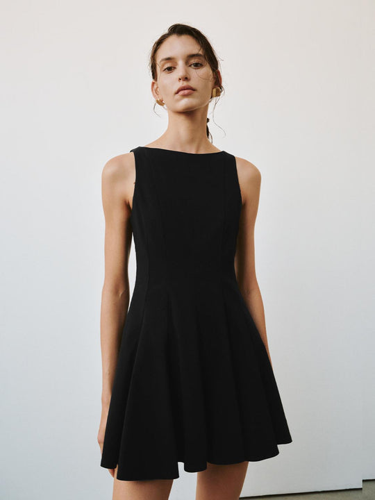 Boat Neck Sleeveless A-Line Midi Dresses