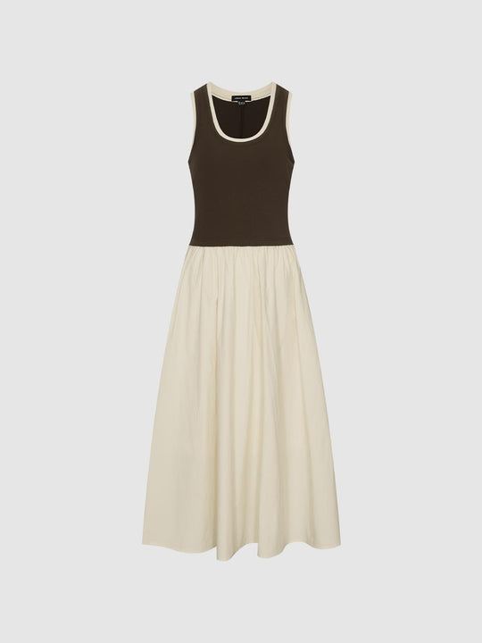 Scoop Neck Strappy A-Line Midi Dresses
