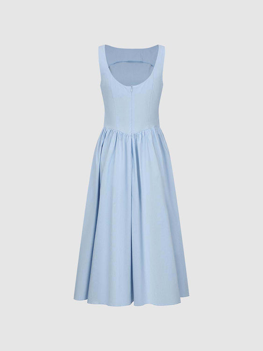Front Zip Fit And Flare Maxi Dress