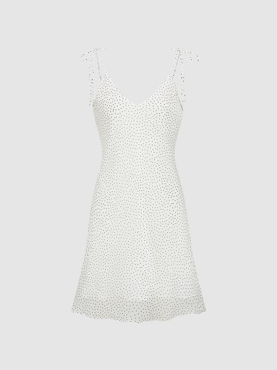 A-line Spaghetti Strap Polka Dot Print Dress