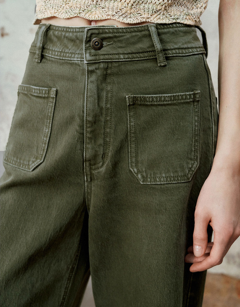Front Pocket Wide-Leg Jeans