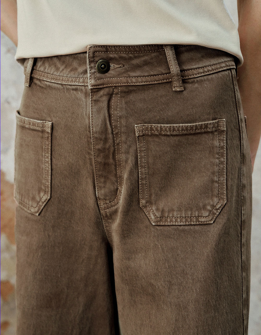 Front Pocket Wide-Leg Jeans
