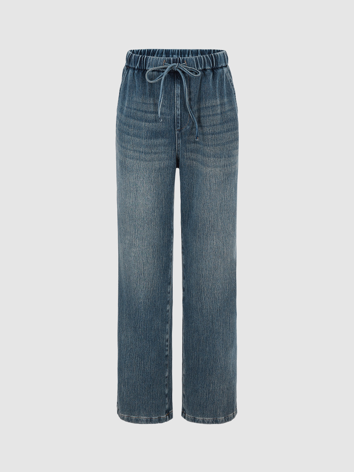 Drawstring Waist Loose Jeans