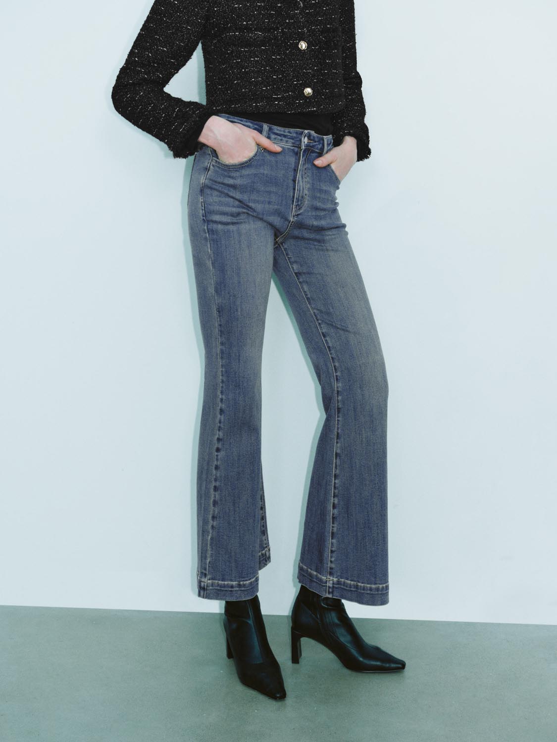 Skinny Flared Denim Jeans