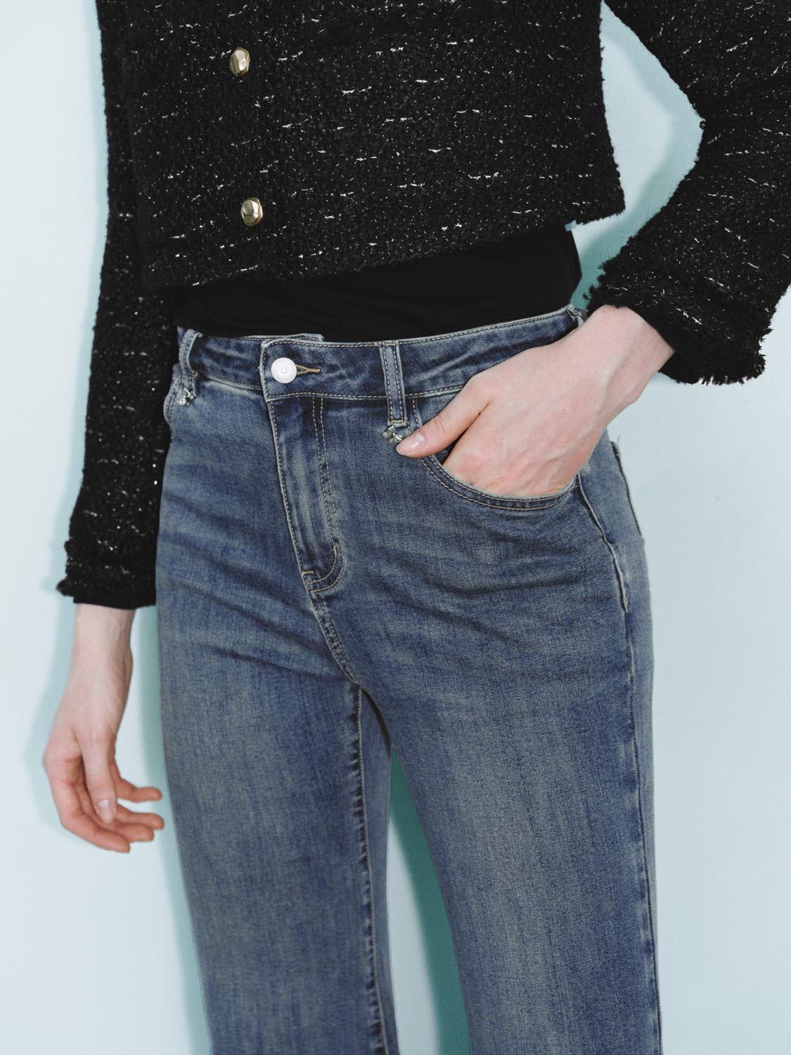 Skinny Flared Denim Jeans