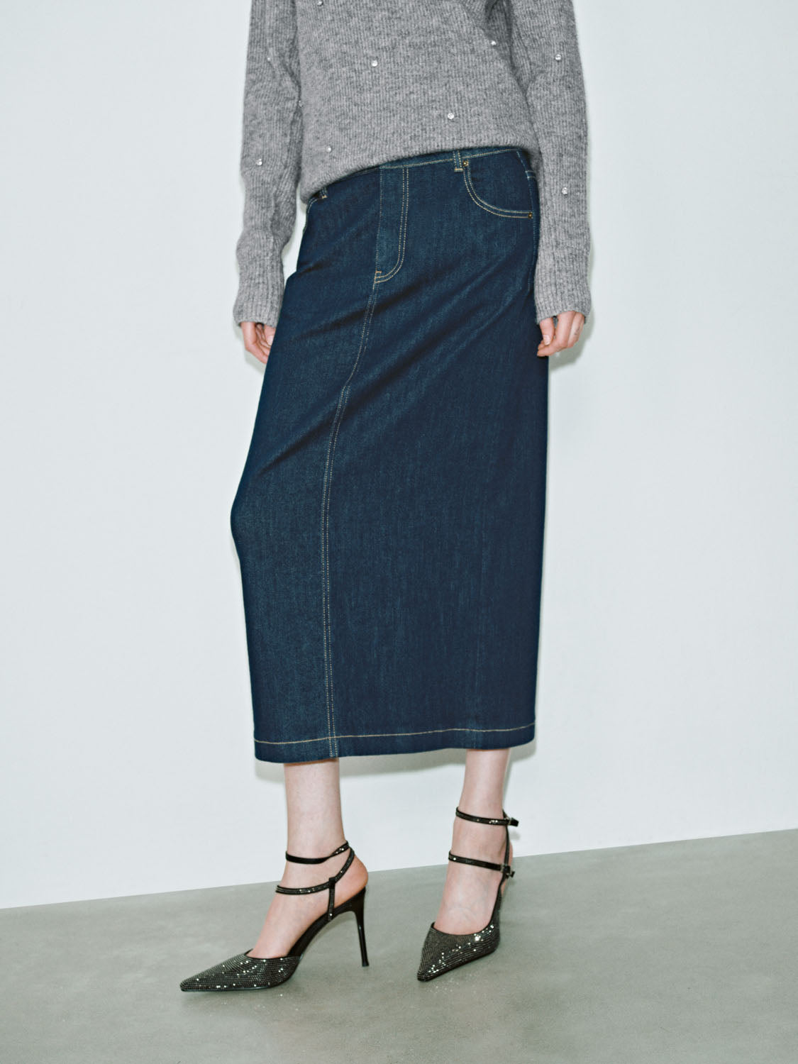 Midi Denim Skirts