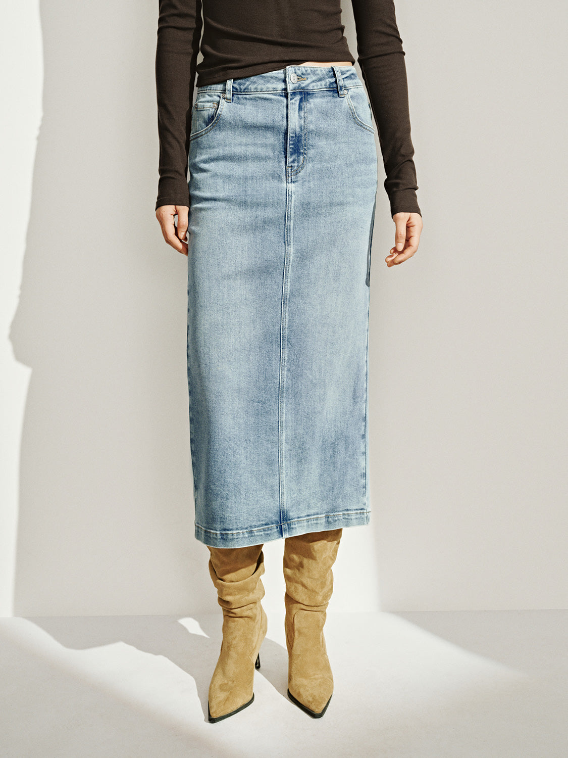 Midi Denim Skirts