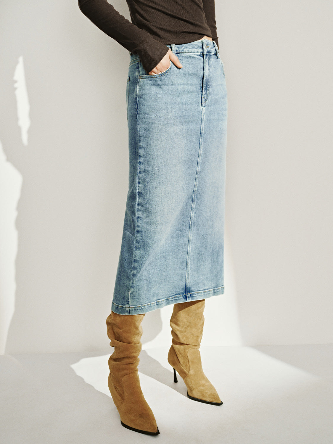 Midi Denim Skirts