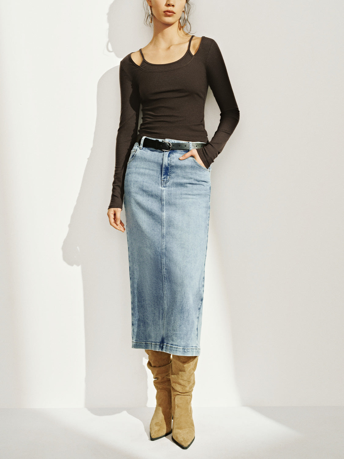 Midi Denim Skirts