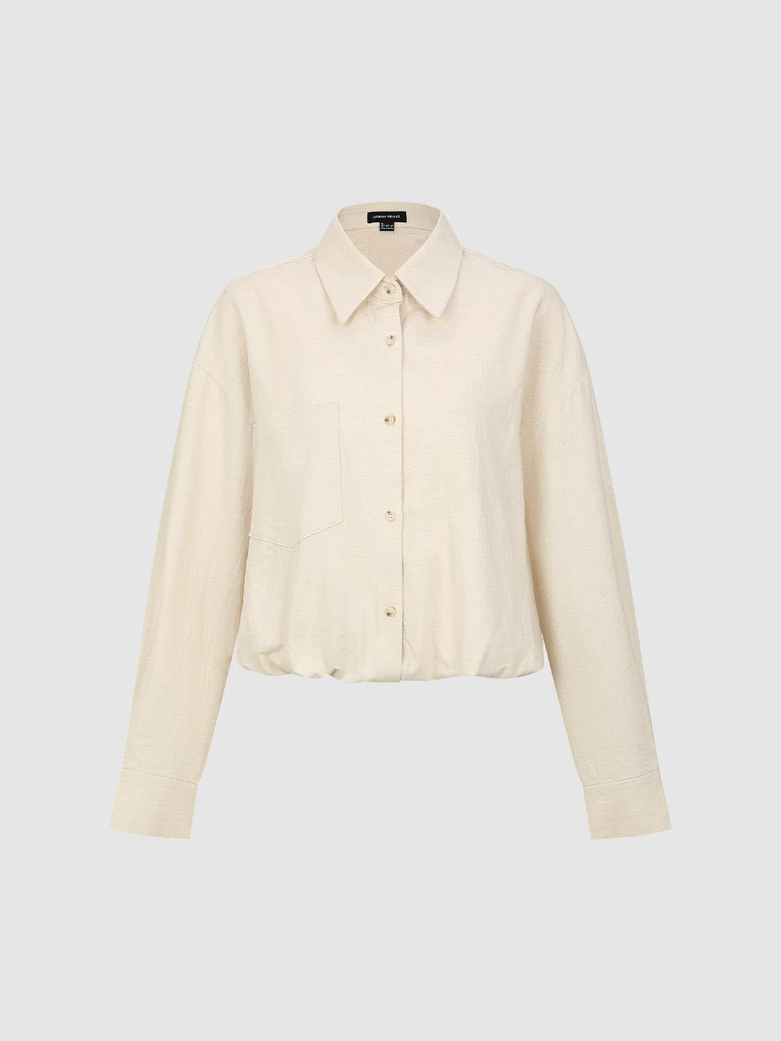 Solid Button-Up Loose Denim Shirts