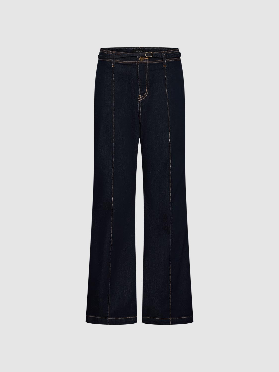 Seamed Belted Flare Jeans