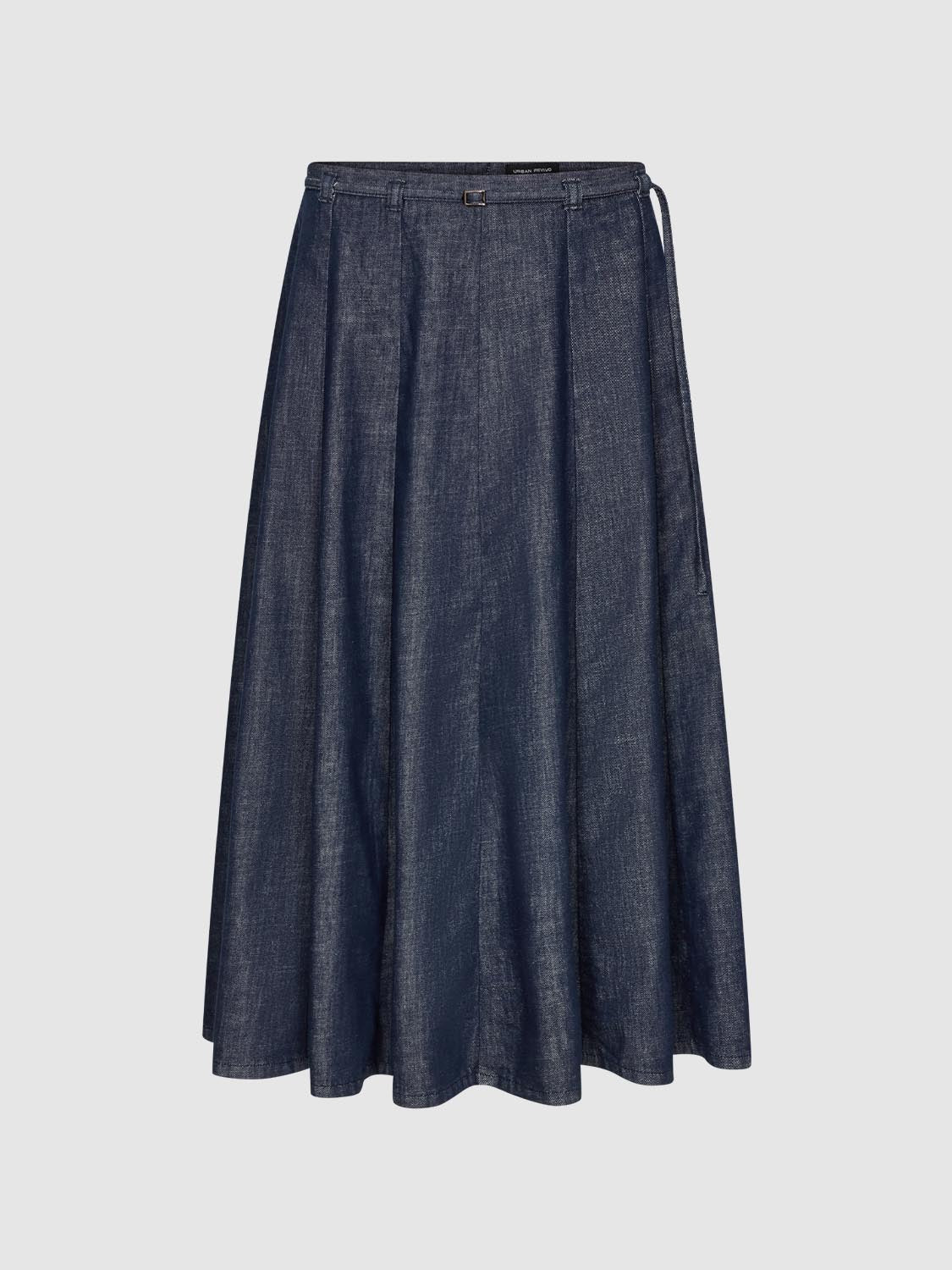 Pleated Denim Midi Skirts