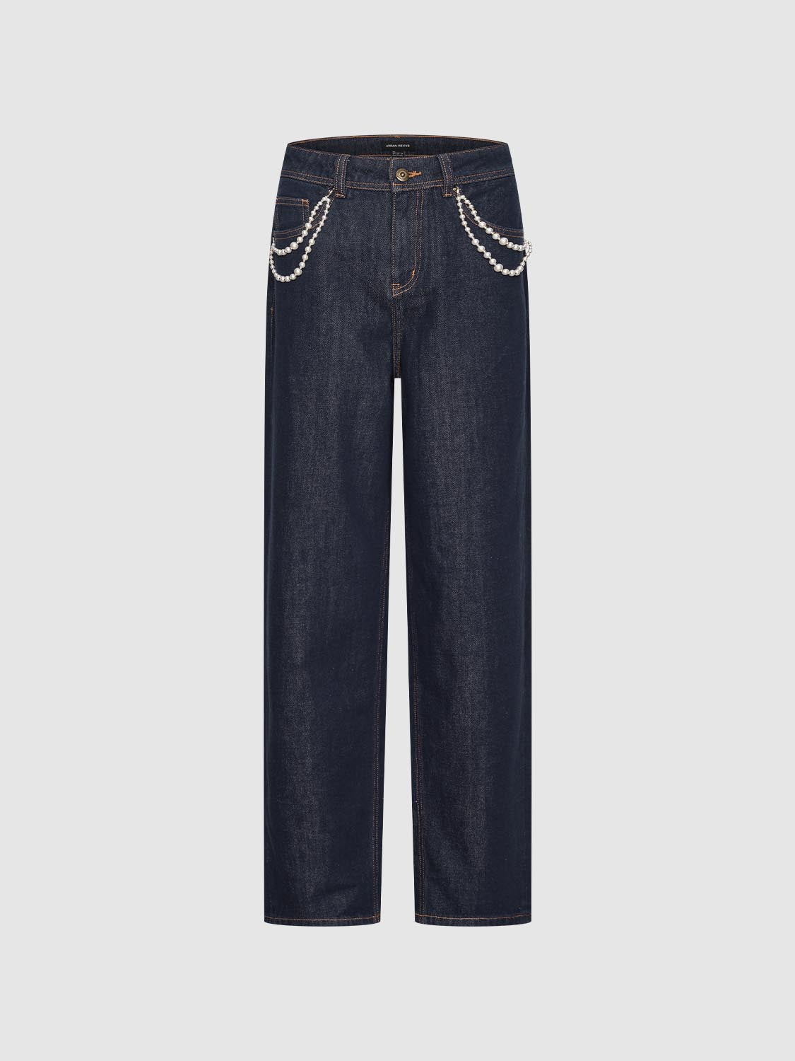 Chain Décor Wide Leg Jeans