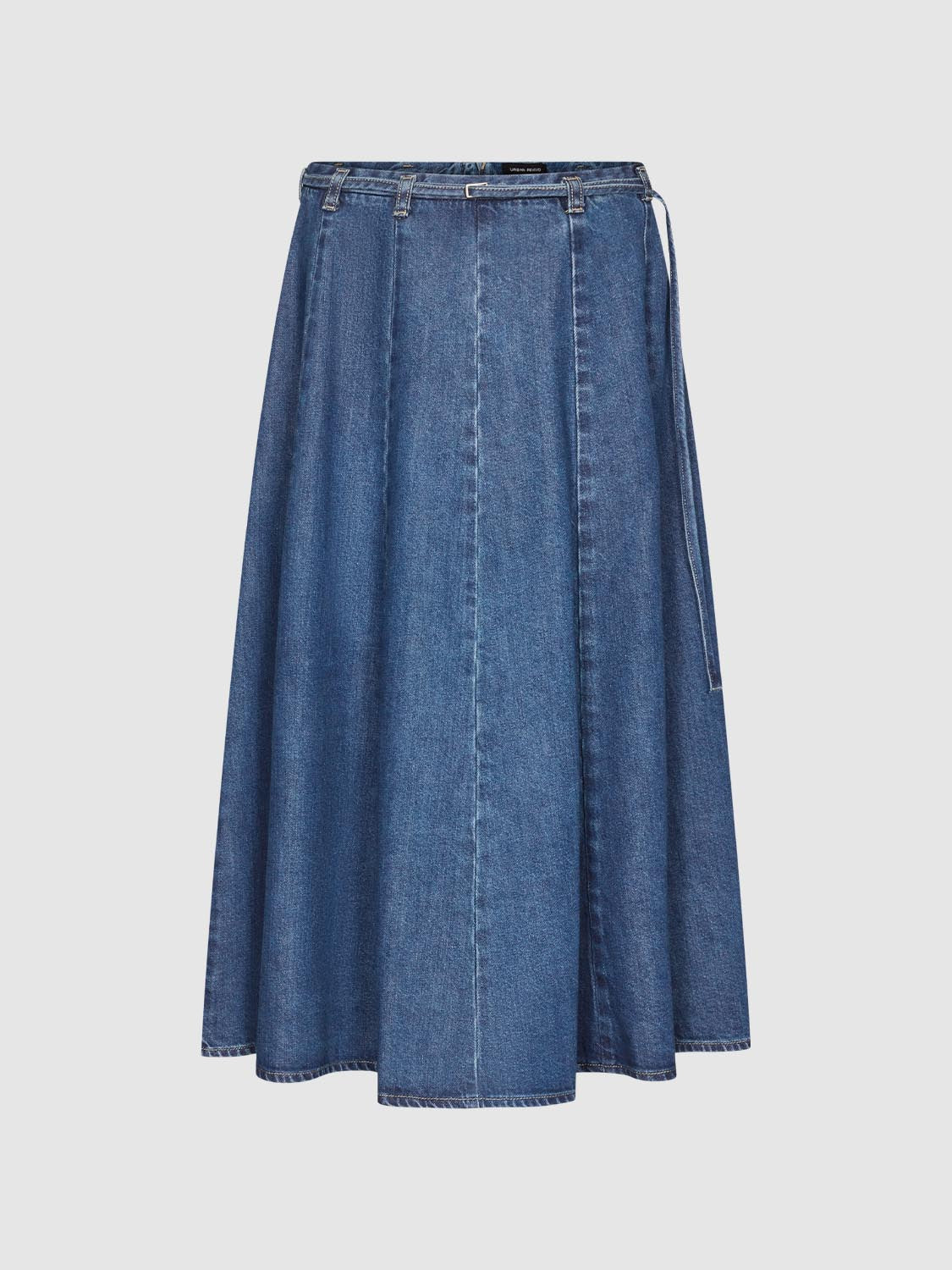 Pleated Denim Midi Skirts