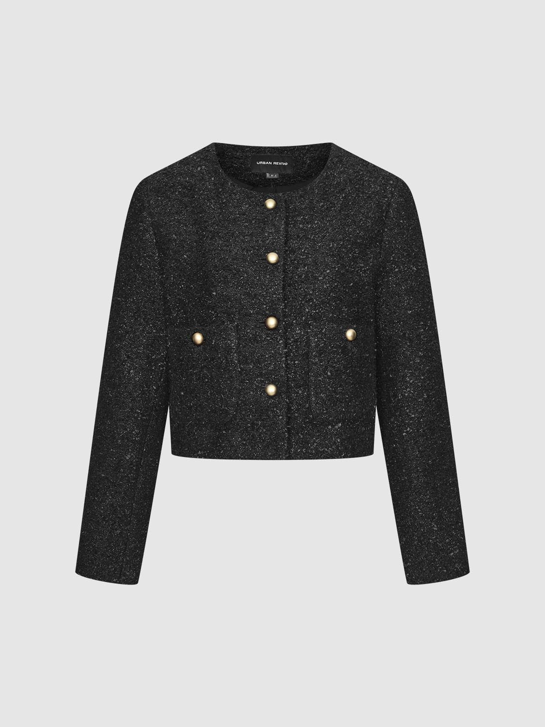 Cropped Tailored Button Up Tweed Jackets