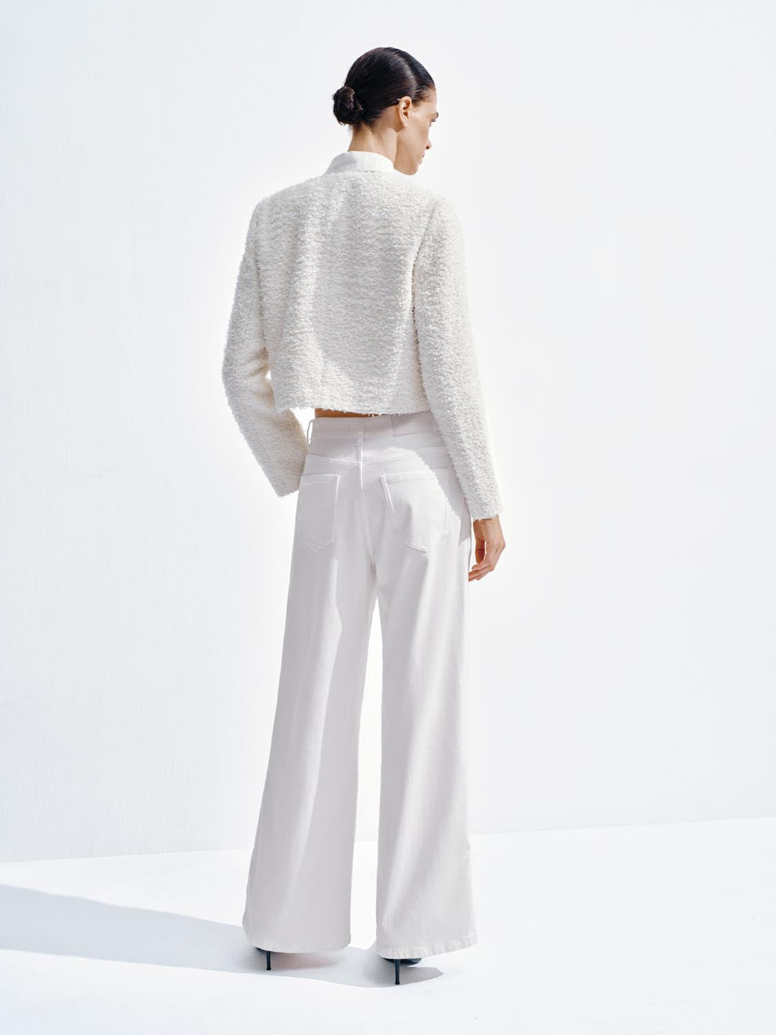 Cropped Tailored Button Up Tweed Jackets