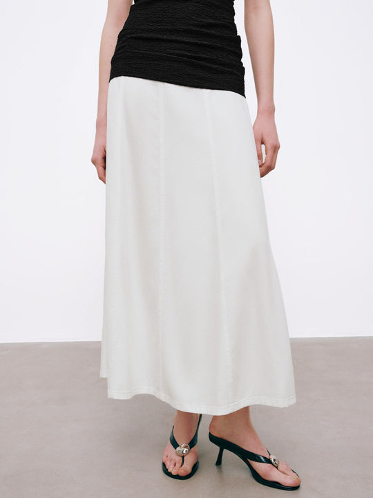 Seamed Denim Midi Skirts