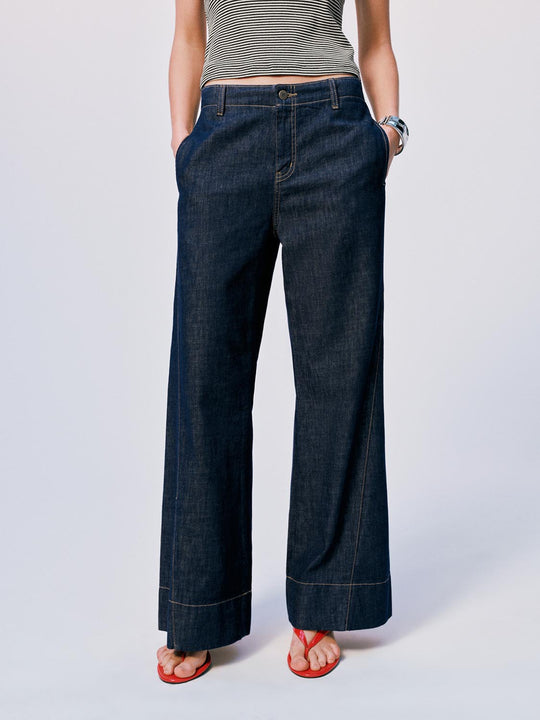 Cotton Denim High-Rise Relaxed Wide-Leg Jeans