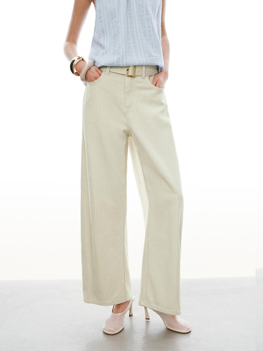 Belted Barrel Leg Jeans