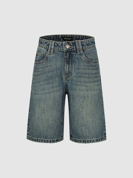 Denim Wide-leg Cotton Capri Shorts