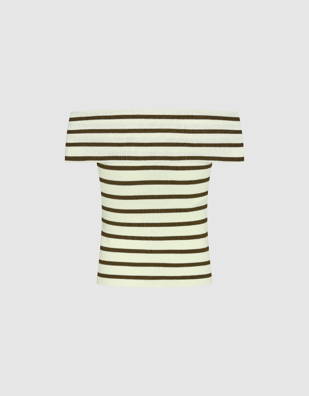 Striped Off-Shoulder Knitted T-Shirt