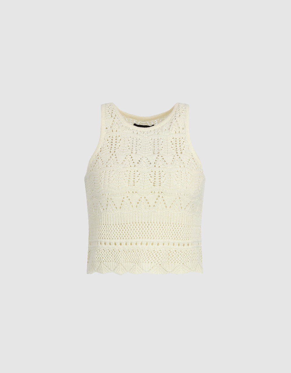 Crochet Crew Neck Knitted Tank Top