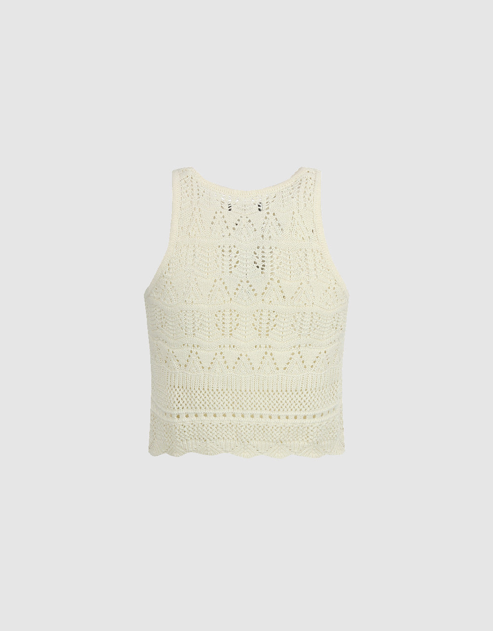 Crochet Crew Neck Knitted Tank Top