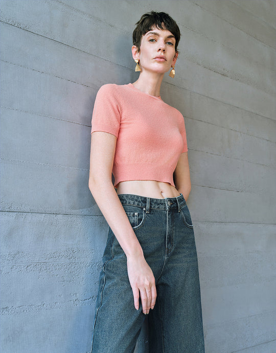 Crew Neck Knitted T-Shirt