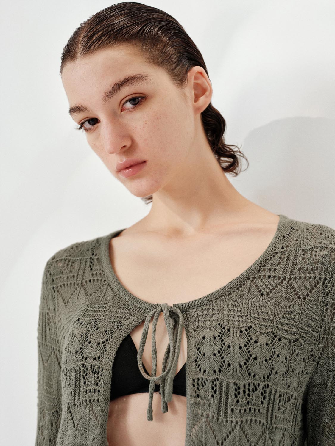 Flare Sleeve Tied Knitted Cardigans