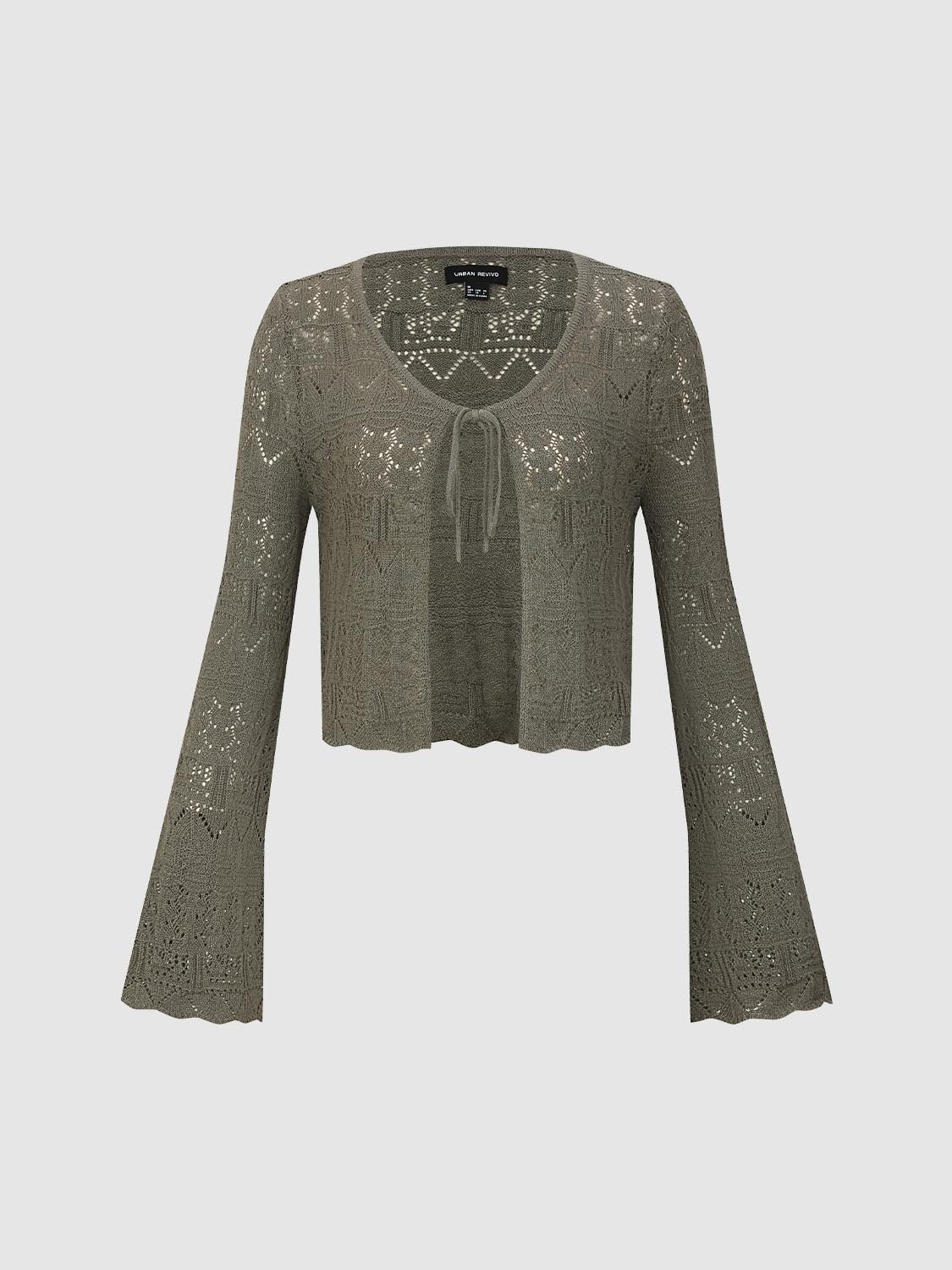 Flare Sleeve Tied Knitted Cardigans