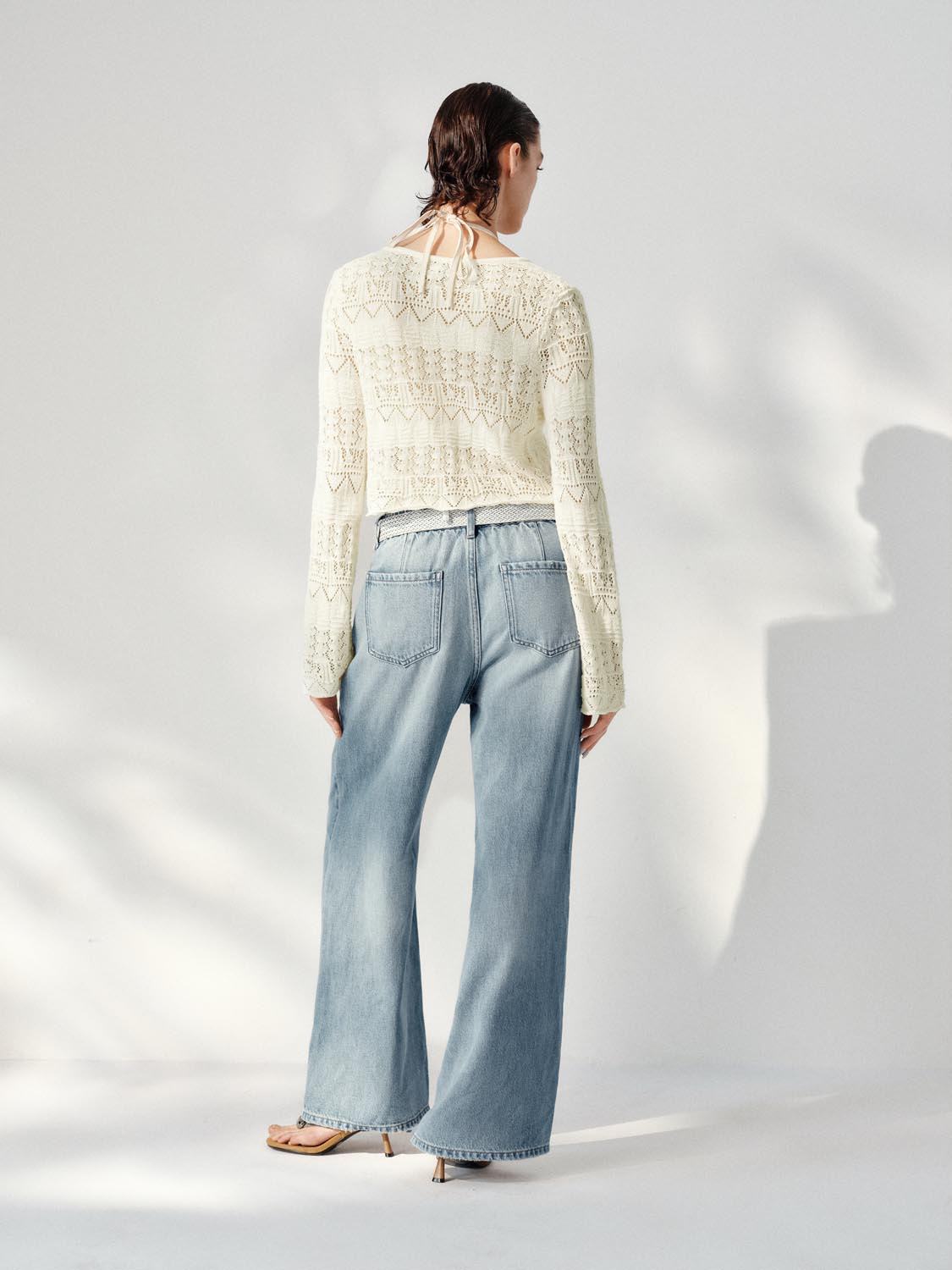 Flare Sleeve Tied Knitted Cardigans