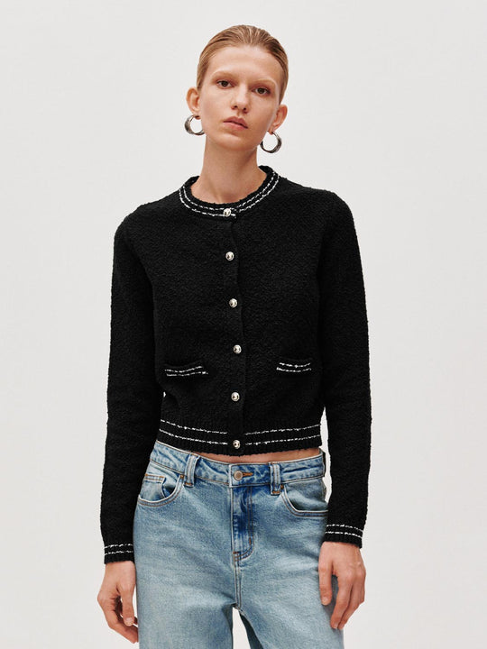 Button Up Crew Neck Knitted Cardigans