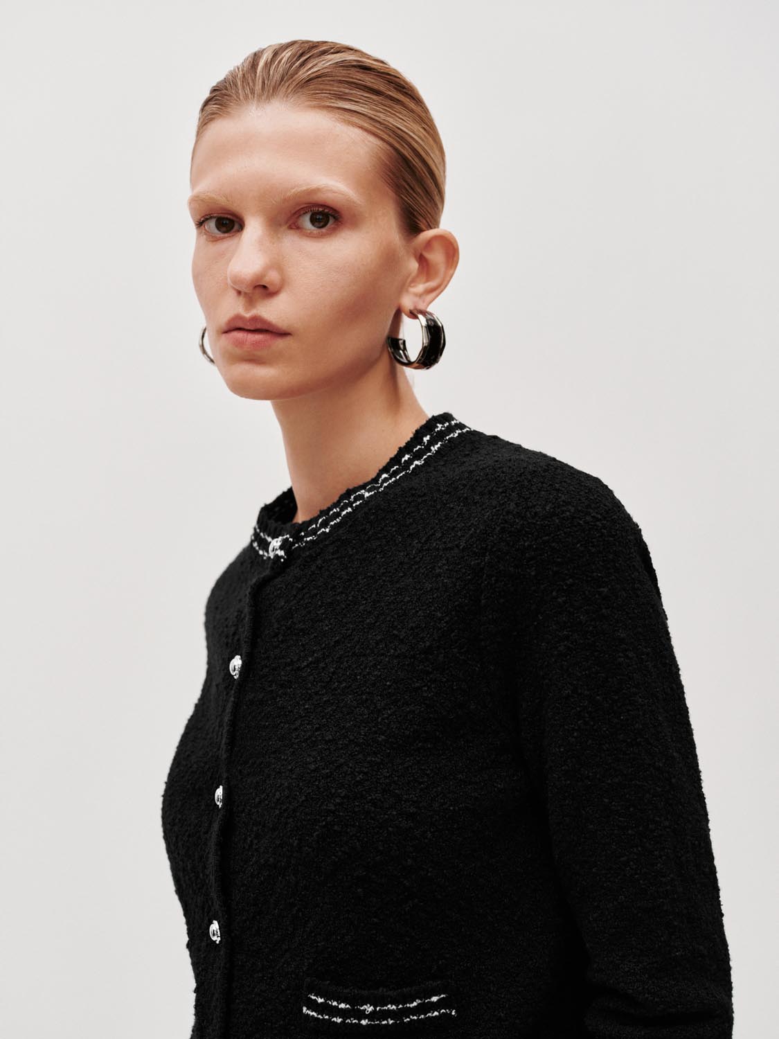 Button Up Crew Neck Knitted Cardigans